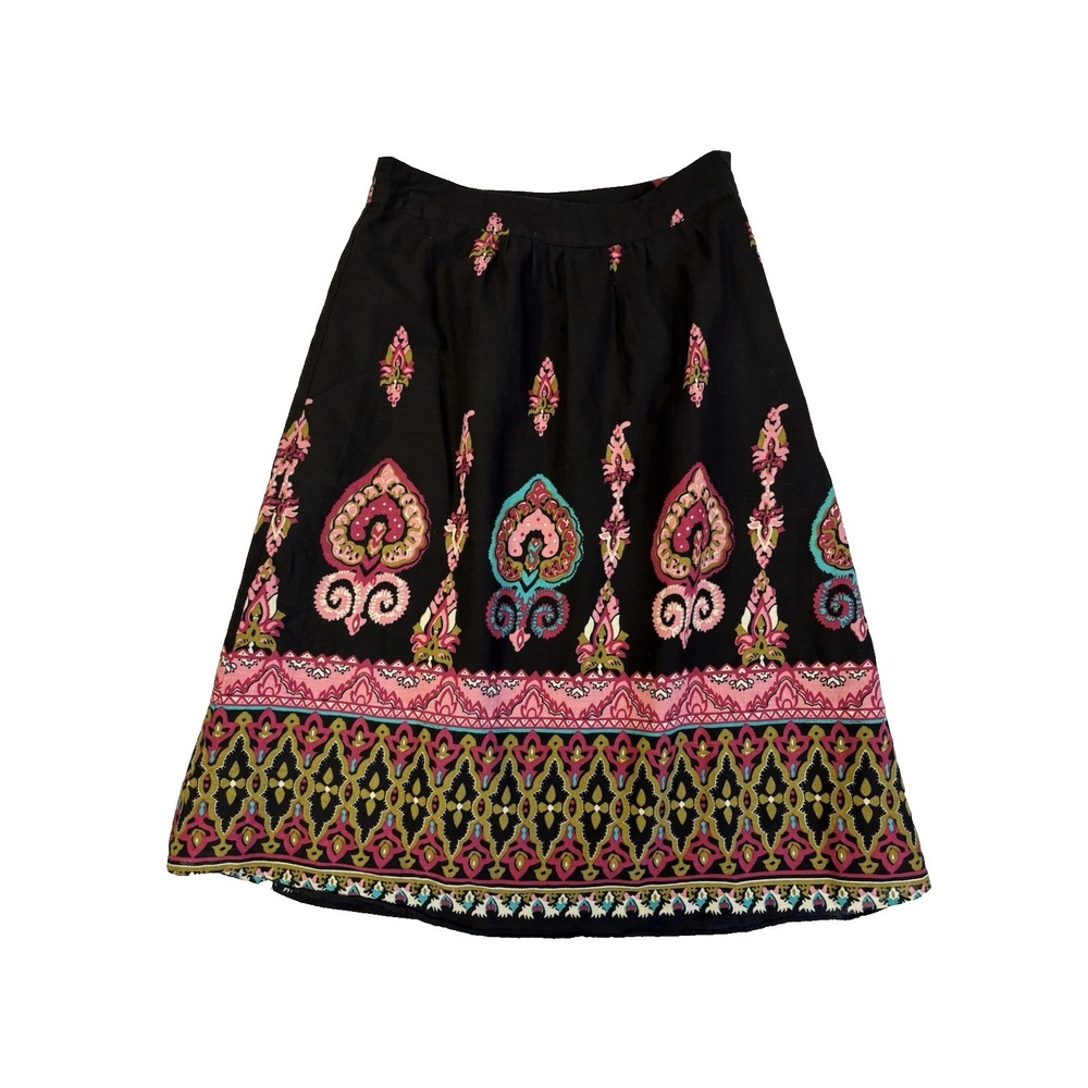 Downeast Basics Women's XXS Lightweight Knit Black‎ Pink Midi Skirt BOHO Dainty